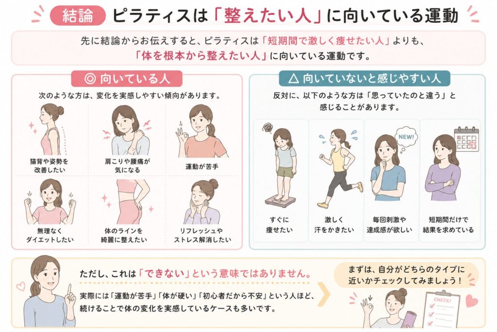 ピラティスは「整えたい人」に向いている運動