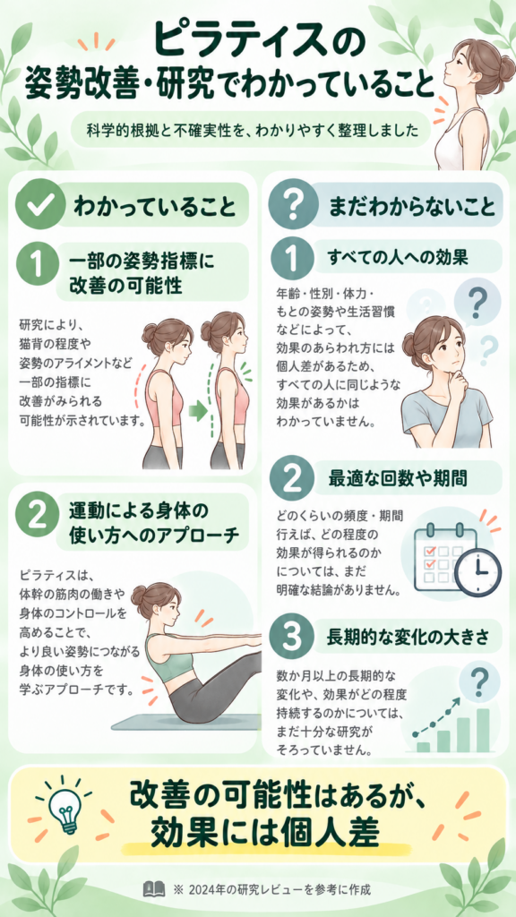 ピラティス姿勢改善の科学的根拠と不確実性