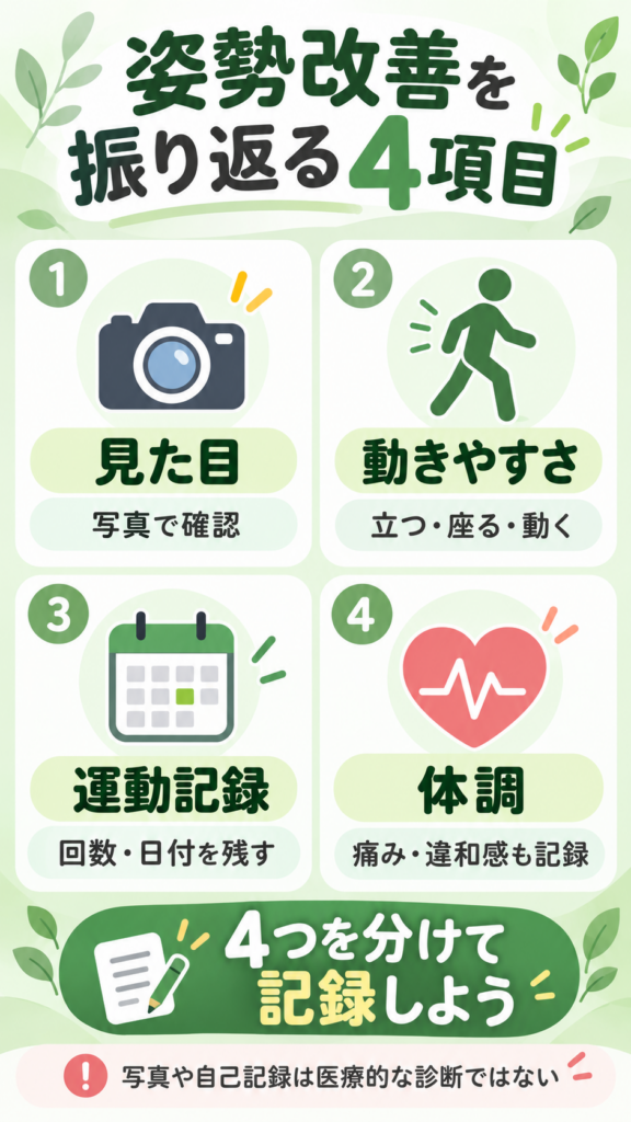 姿勢改善を振り返る4項目