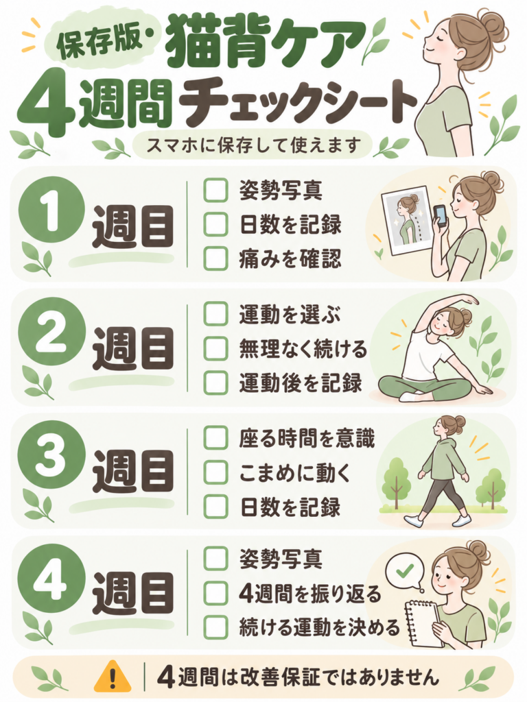 猫背ケア4週間チェックシート