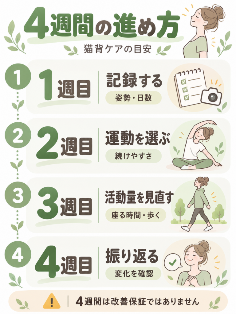 猫背ケア・4週間タイムライン