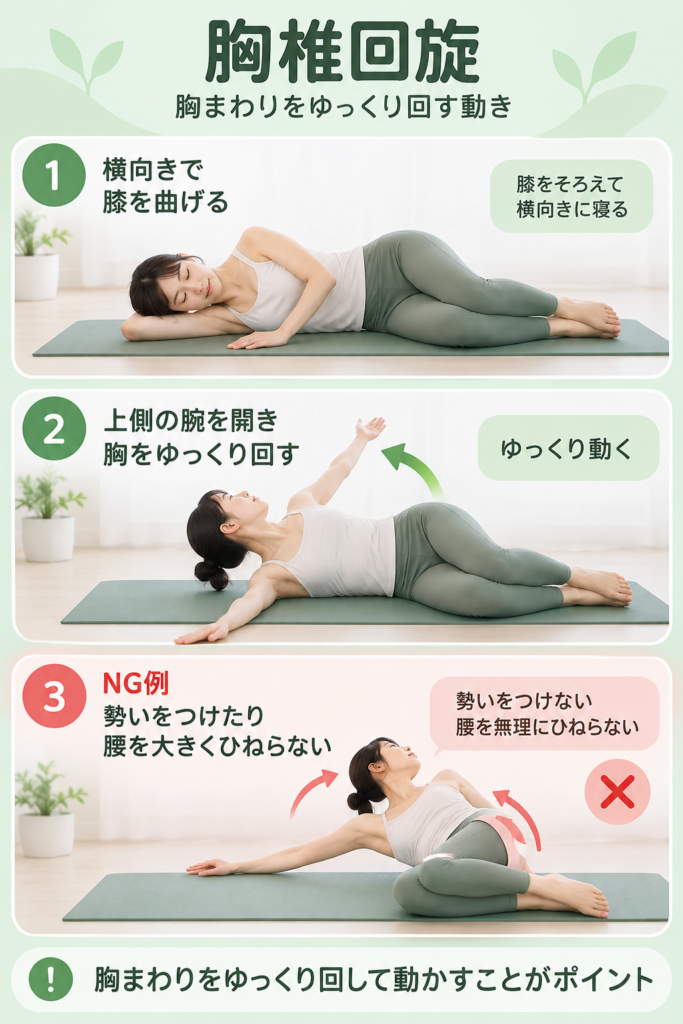 胸椎回旋ストレッチガイド